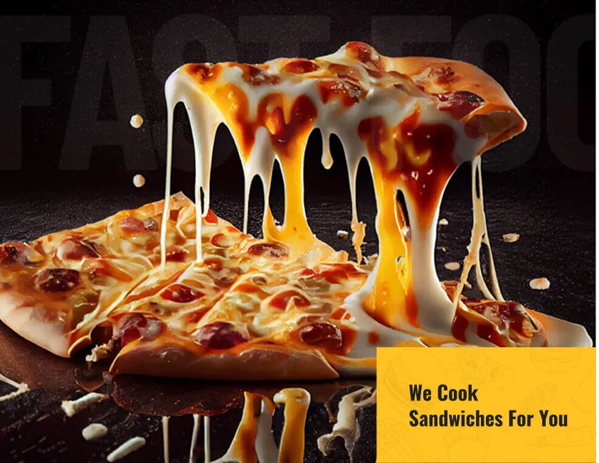 Loaded Meat Inferno pizza sliced and stacked high with pepperoni, sausage, beef, and crispy bacon